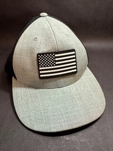 Branded Bills Snapback Trucker Hat With American Flag Patch Mesh Back Gray Black - Picture 1 of 7