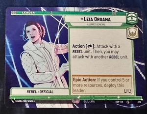 Star Wars Unlimited Spark of Rebellion Leia Organa HYPERSPACE Leader Card - Picture 1 of 2