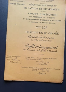 Paris plan eaux réservoir de St Cloud sources de Lavigne et Verneuil an 1891 - Picture 1 of 3