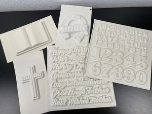 Vintage Wilton Sugar Molds for Cake Decorating Sayings Cross Letters Numbers - Picture 1 of 11