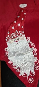 SEASON'S DESIGNS- HOME COLLECTION- RED VELVET SANTA FACE TABLE RUNNER -NEW - Picture 1 of 2