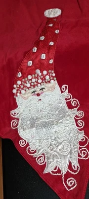 SEASON'S DESIGNS- HOME COLLECTION- RED VELVET SANTA FACE TABLE RUNNER -NEW - Image 1 of 2