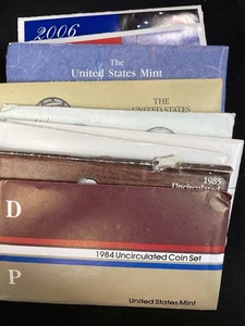 Lot Of 10 US Uncirculated Sets~1984, ‘85, ‘87-1992, 2000, 2006 (13 Envelopes) - Picture 1 of 23