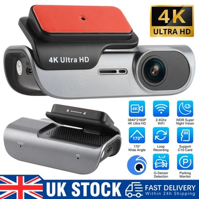 4K Car Dash Cam HD Front WIFI Video Recorder 24-Hour Monitoring Camera G-Sensor - Image 1 of 4