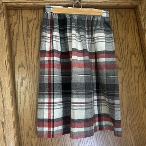 Vintage Wool Skirt Plaid Check Midi 70s Union Made USA Ladies Garment Workers M - Picture 1 of 8