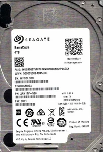 ST4000LM024, 2AN17V-566, 0001, TK, WFG0 SEAGATE SATA 4TB JAN 2019 - Picture 1 of 2