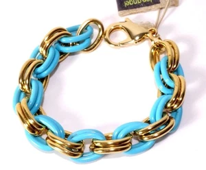 Lee Angel Neiman Marcus Safina Single Link Enamel Clasp bracelet NWT 114 turq - Bild 1 von 6