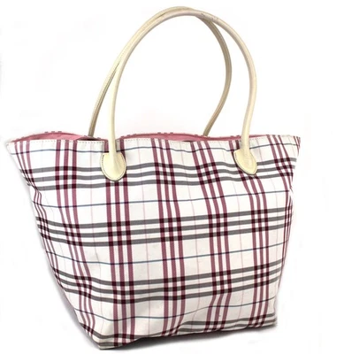 Bolso de Mano BURBERRY BLUE LABEL Rosa Nova Check Nylon Cuero Hombro Japón Foto 1 de 4