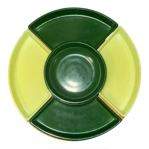 Over & Back Options Lazy Susan 6 Piece Set Acacia Green Yellow MCM EUC - Picture 1 of 4