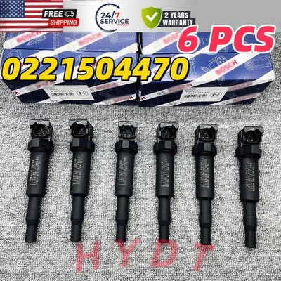 Paquete de 6 bobinas de encendido Fit BOSCH 0221504470 para BMW E90 E60 E46 E53 E70 E36 E85 Foto 1 de 4