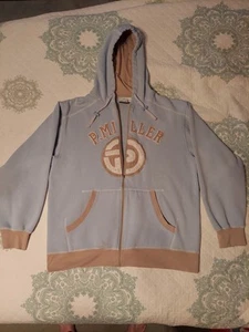 Felpa con cappuccio e zip intera vintage P. Miller Y2K Master P bambino blu/abbronzatura senza limiti XL - Foto 1 di 16