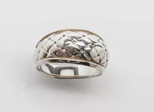 Anello ultrafine, puro argento sterling .999, taglia 9,5 motivo trama cestino - Foto 1 di 4