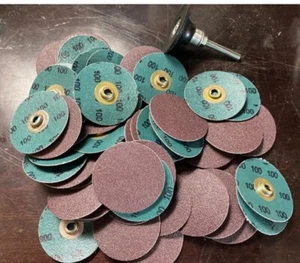 200- 2" For Roloc Zirc,Quick Change Sanding Disc 100 Grit and Mandrel Disc - Picture 1 of 5