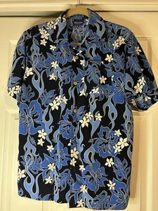 Camisa hawaiana floral azul lateral juvenil talla L - Imagen 1 de 6