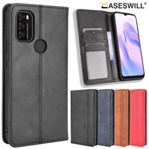Funda con soporte abatible de cuero retro para Cricket Dream 5G + protector de pantalla - Imagen 1 de 21