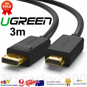 3m Ugreen Display Port DP to HDMI Cable Male to Male Full 4K UHD Gold Plated - Picture 1 of 13