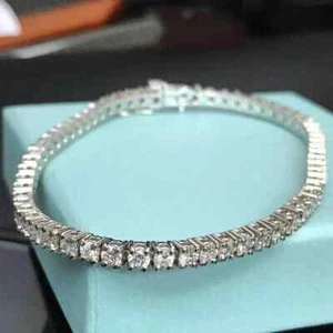 Tennis Bracelet 4.50CT Round Cut Lab Grown Diamond Christmas Gift 14k White Gold - Picture 1 of 12