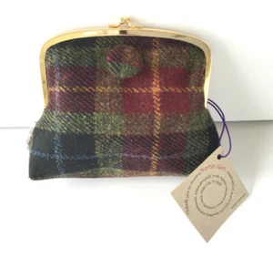Square Frame Purse in Harris Tweed Burgundy Check - Picture 1 of 1