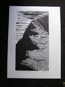 Wolfgang Lemhöfer (* 1937) Viñedos en el Mosela Linolgrat 1971 edición de 100 - Imagen 1 de 3