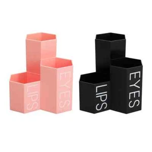 Contenedor de almacenamiento de cosméticos hexagonal rostro ojos labios maquillaje rosa o negro Elige - Imagen 1 de 5