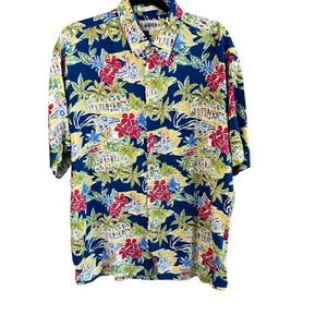 Campia Moda Vintage Hawaiian Floral Landscape 100% Rayon Camp Shirt Size Medium - Picture 1 of 8