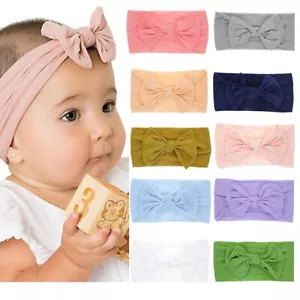 Baby Girls Bunny Bows Kids Turban Knot Rabbit Headband Bow Hair bands Head wrap - Picture 1 of 22