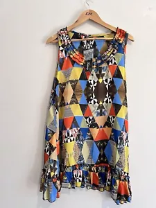 Teaberry New W/ Tags Sz 14 Multicolor Check Sleeveless A Line Sateen Shift Dress - Picture 1 of 8