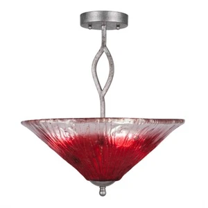 Toltec Revo Semi-Flush, 3 Bulbs, Silver, 16" Raspberry Crystal - 242-AS-716 - Picture 1 of 1