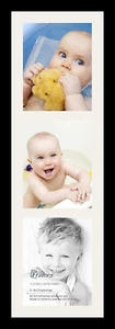 Collage Photo Frame Single Mat with 3-8X10 Openings and Satin Black Frame. - Picture 1 of 5