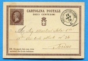 1876 VILLARFOCCHIARDO doppio cerchio "C" su cartolina postale c.10 n.1 (296395) - Picture 1 of 2
