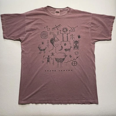 复古 Grand Canyon 衬衫男式 XL Tultex Petroglyph Art 西南 90 年代 T 恤 — 第 1/4 张图片