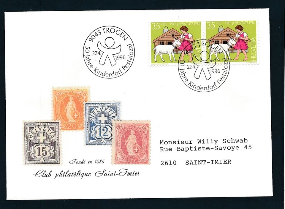 D466588 Suiza Cubierta Club Filatélico Saint Imier 1996 Foto 1 de 1