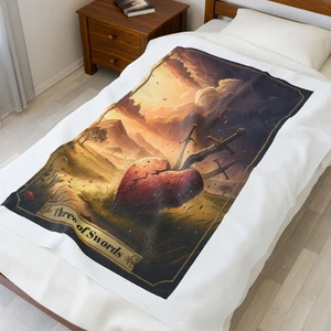 Three of Swords Tarot Cards Astrology Fortune Telling Plush Blanket Throw Soft - Picture 1 of 14