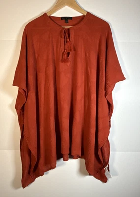 Poncho Banana Republic feminino capa de algodão laranja queimado camada leve outono G - Imagem 1 de 4