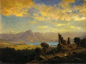 Albert Bierstadt Szene in Tirol 1854 17"x 22" Archiv Kunstdruck - Bild 1 von 1