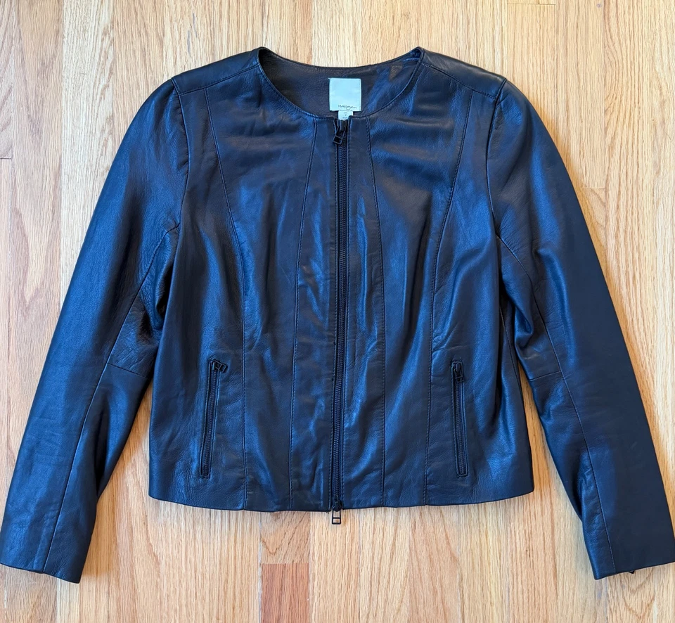 Галогеновая женская куртка XS черная 100% кожа на молнии для мотоцикла - Изображение 1 из 4