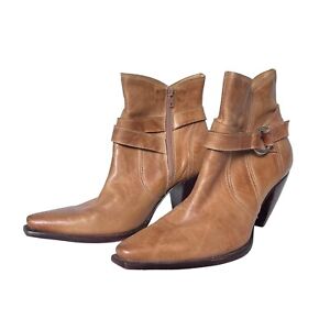 Charlie 1 Horse Ankle Boots Leather Size 8.5 B Brown Almond Toe Western Cowgirl