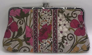 Vera Bradley wallet clutch floral pink gray inner divider 8 card slots - Picture 1 of 12