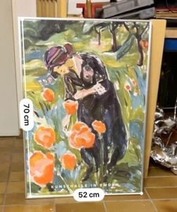 Frau mit Mohnblumen – Edvard Munch Ölgemälde 70x50 cm, gerahmt, handgemalt - Bild 1 von 4
