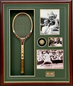 ROD LAVER Signed Photo 8x12 + Tennis Racquet +Ball +Photo Collage Box FRAMED COA - Picture 1 of 7