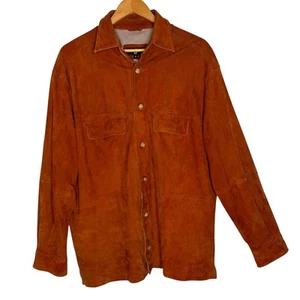 Vintage Devon Harris Suede Leather Shirt Jacket Copper Brown Shacket Men M - Picture 1 of 12