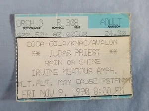 11-9-90 1990 JUDAS PRIEST/MEGADETH/TESTAMENT Concert Ticket Stub Irvine Meadows - Picture 1 of 2