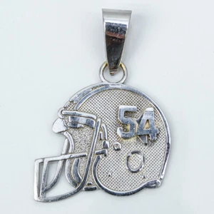 13k White Gold #54 Football Helmet Pendant Charm - Picture 1 of 3