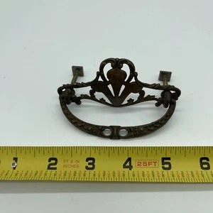 Antique Cast Brass Drawer Pull Bail - 3” Double Ornate Brass Restoration S - Picture 1 of 6