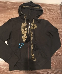 NWT WOMENS BLACK ZIP HOODIE W/ EMBROIDERY SZ M BY WETSEAL - Picture 1 of 3