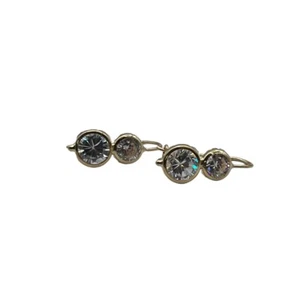 9ct 9k Yellow Gold Cubic Zirconia Shepherd Hook Earrings 2.81 Grams. New - Picture 1 of 8