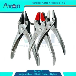 3 Pack - Parallel-Action Pliers with Nylon Jaws, Adjustable Nose, Chain Nose - Picture 1 of 12