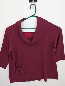 Ali Miles Women's Cowl Neck Red Tunic Sweater Size 1X Lagenlook Comfy Slouchy - Picture 1 of 8