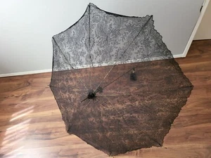 Ancien Dentelle Chantilly Environ 1890 Parasol - Picture 1 of 12