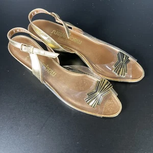 Zapatos para mujer California Magdesians vintage punta abierta cuña oro transparente 8N EE. UU. - Imagen 1 de 7